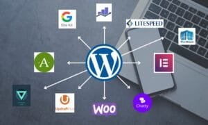 Image shows the logos of 10 Must have wordpress plugins