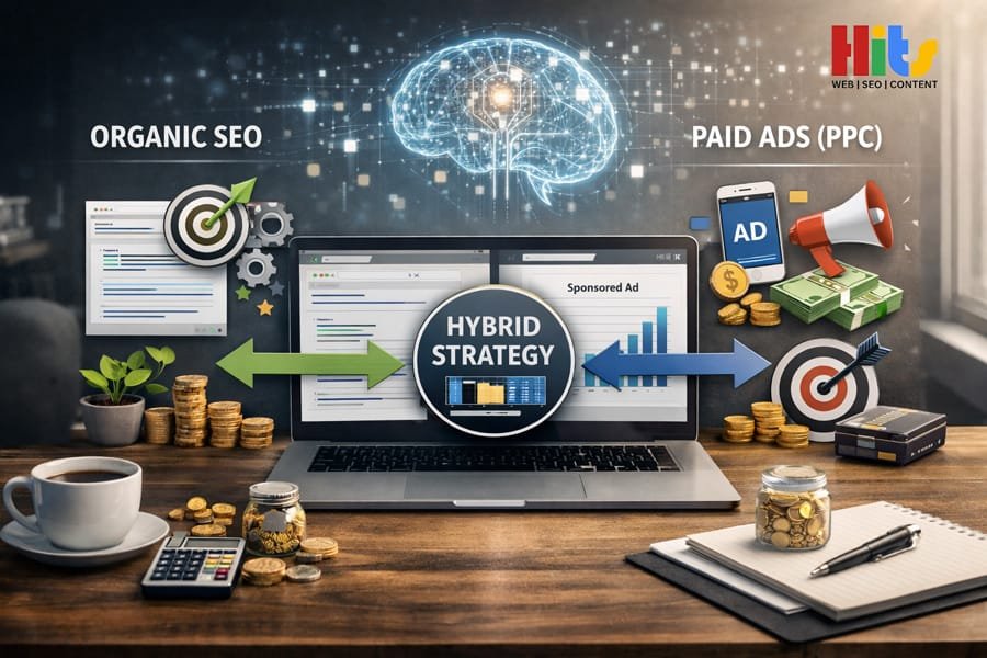 Image Shown SEO vs. PPC Strategic Guide Concept