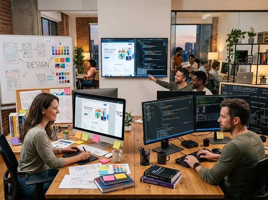 Image Shows Explanation of Web Design and Development